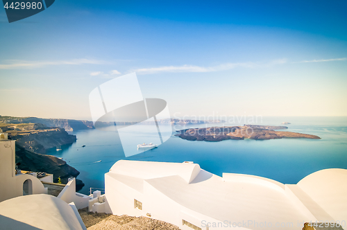 Image of The beautiful white village of Fira, Santorini