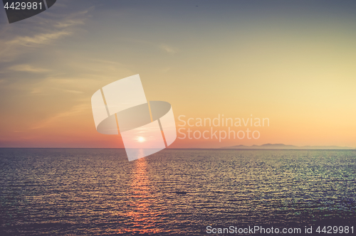 Image of Greece Santorini island in cyclades, the most famous sunset of the world.