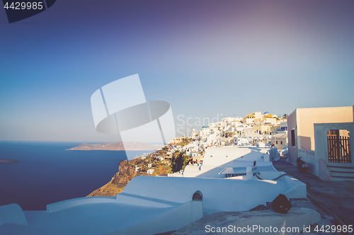 Image of The beautiful white village of Fira, Santorini