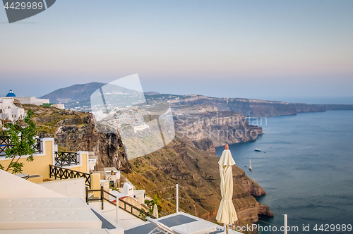 Image of The beautiful white village of Fira, Santorini