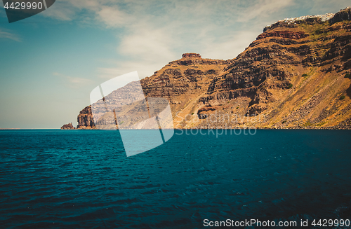 Image of The beautiful view from bottom to the cyclades, Santorini