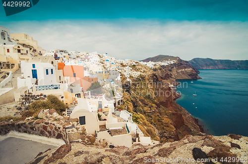 Image of The beautiful white village of Oia, Santorini