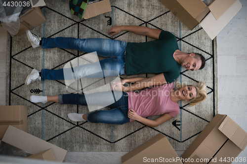 Image of Top view of attractive young couple