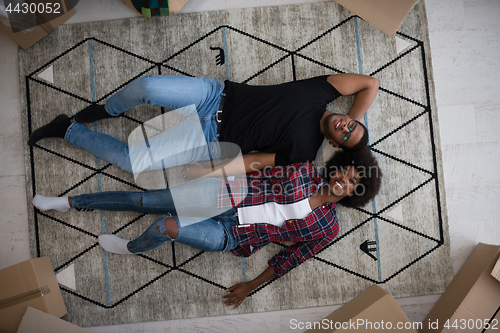 Image of Top view of attractive young African American couple