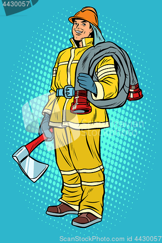 Image of fireman with axe and hydrant