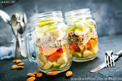 Image of fresh salad in bank