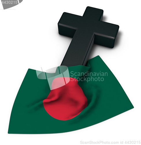 Image of christian cross and flag of bangladesh