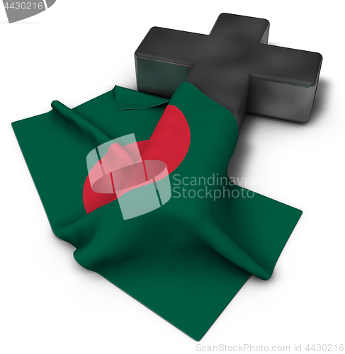 Image of christian cross and flag of bangladesh