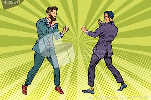 Image of Two men businessman fighting