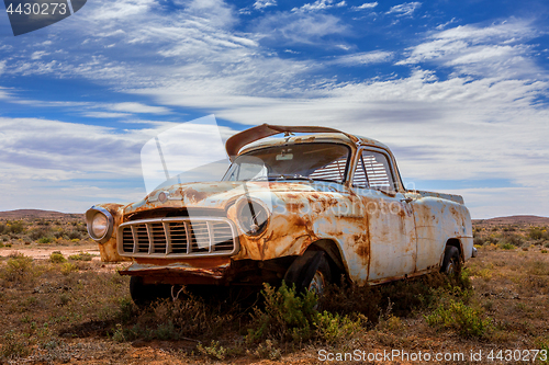 Image of Old rusty relic car in Australian outback