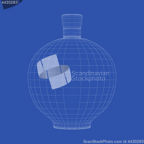 Image of 3D wire-frame model of alcohol bottle