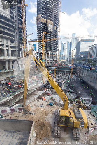 Image of Modern building constraction site works.