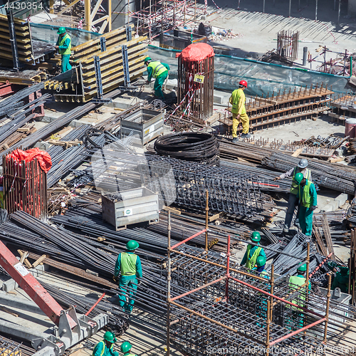 Image of Modern building constraction site works.