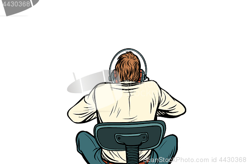 Image of pop art Man with headphones back