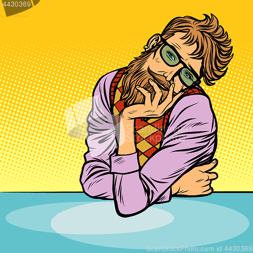 Image of funny romantic thinker man hipster