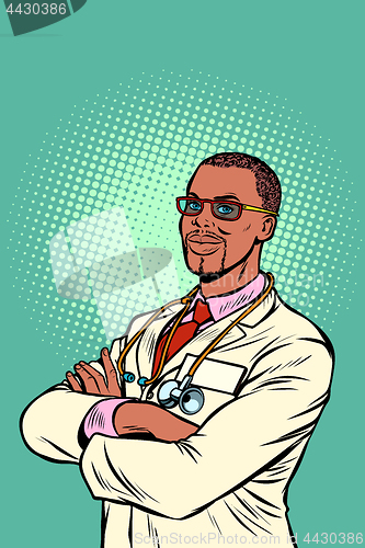 Image of Confident African doctor. Medical profession