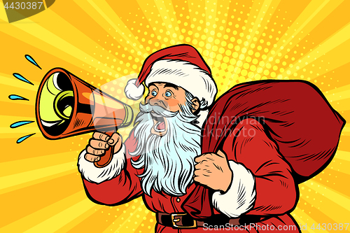 Image of pop art Santa Claus with megaphone