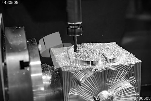 Image of Metalworking CNC milling machine. Cutting metal modern processin