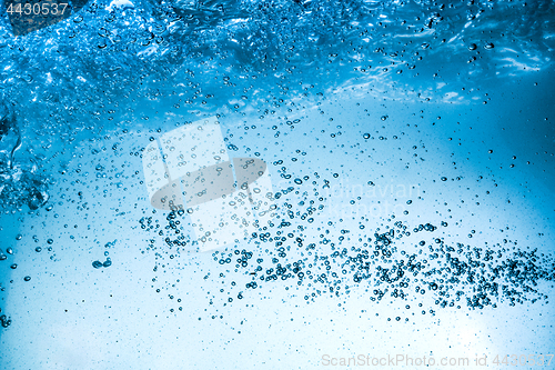 Image of Many bubbles in water close up, abstract water wave with bubbles