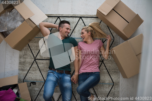 Image of Top view of attractive young couple