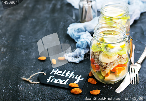 Image of fresh salad in bank