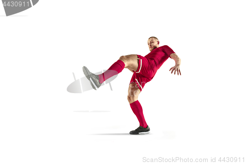 Image of Professional football soccer player isolated on white background