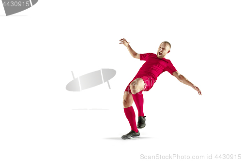 Image of Professional football soccer player isolated on white background