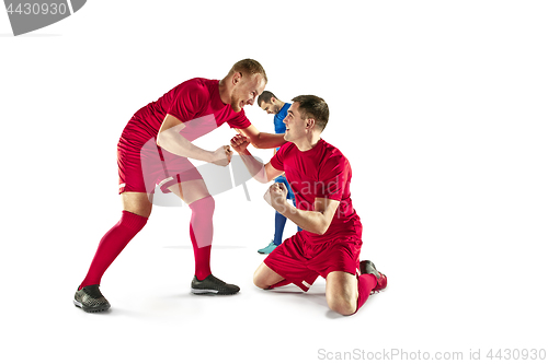 Image of Happiness football players after goal