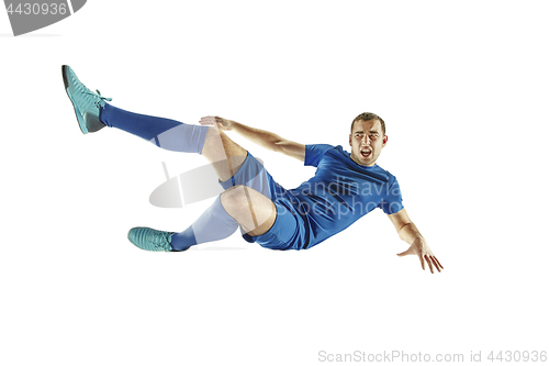 Image of Professional football soccer player isolated white background