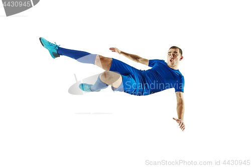 Image of Professional football soccer player isolated white background