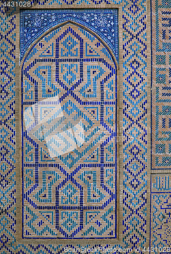 Image of Old Eastern mosaic on the wall, Uzbekistan