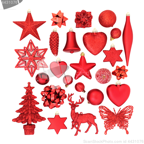 Image of Red Christmas Tree Decorations and Baubles  