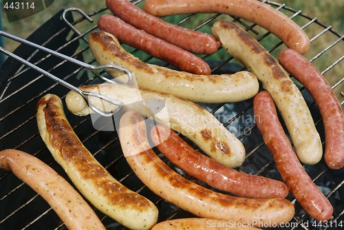 Image of Sausages on Barbecue grill