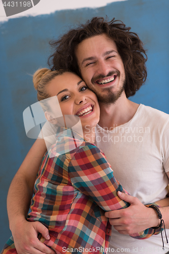 Image of couple in love  over color background