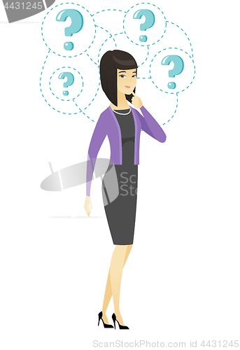 Image of Young business woman thinking vector illustration.