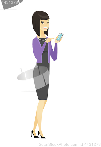 Image of Asian business woman holding a mobile phone.