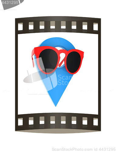 Image of Glamour map pointer in sunglasses. 3d illustration. The film str