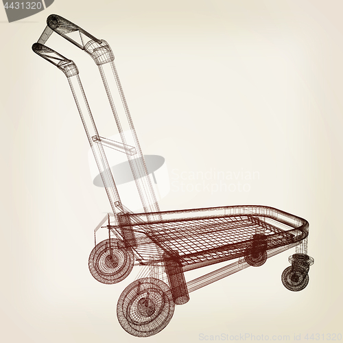 Image of Trolley for luggage at the airport. 3D illustration.. Vintage st