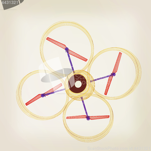 Image of Quadcopter Dron. 3d render. Vintage style
