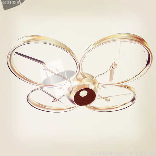 Image of Quadcopter Dron. 3d render. Vintage style
