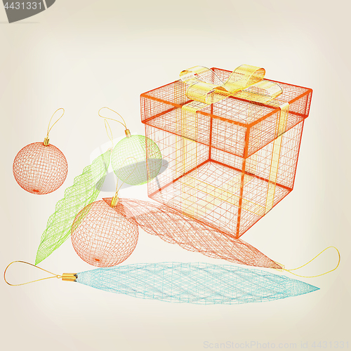 Image of colorful gift box concept. 3d illustration. Vintage style