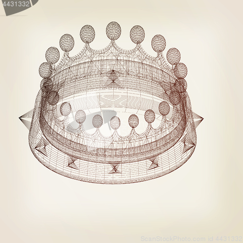 Image of Crown. 3D illustration. Vintage style