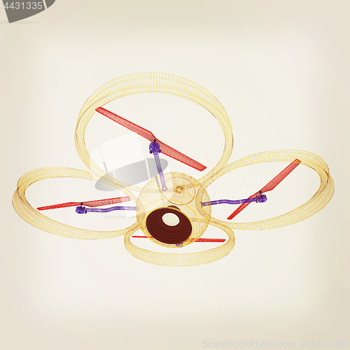 Image of Quadcopter Dron. 3d render. Vintage style