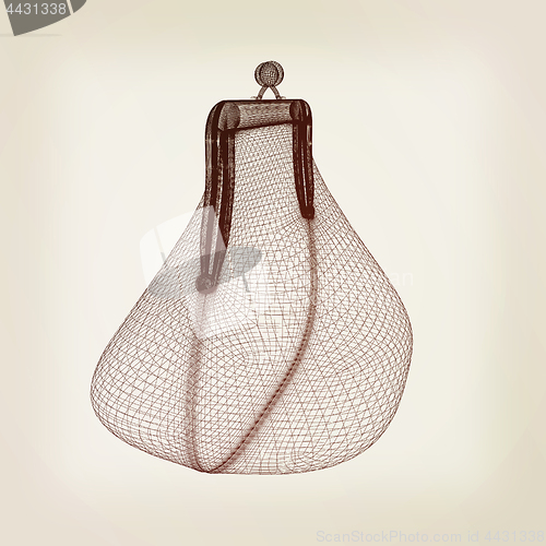 Image of purse on a white. 3D illustration. Vintage style