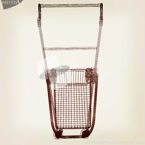 Image of Trolley for luggage at the airport. 3D illustration.. Vintage st