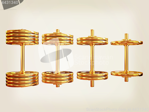Image of dumbbells. 3d illustration. Vintage style