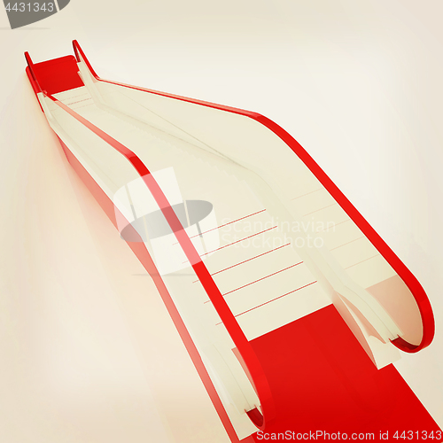 Image of Single escalator. 3d illustration. Vintage style