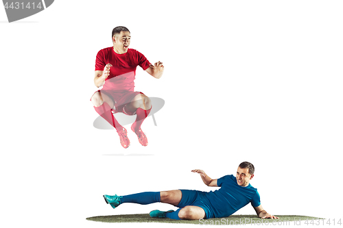 Image of Professional football soccer players isolated white background