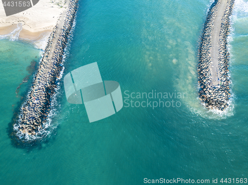 Image of Seawall and Entrance to Lake Illawarra