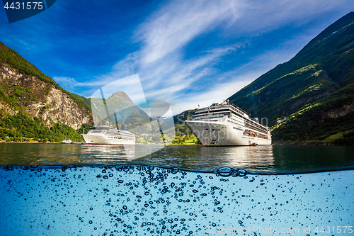 Image of Cruise Liners On Geiranger fjord, Norway